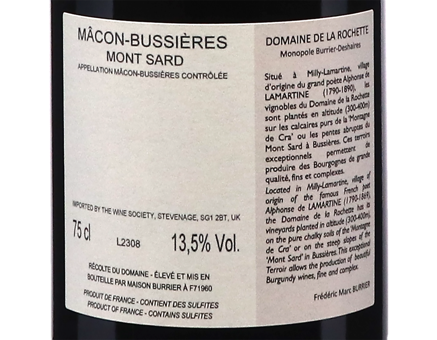 Domaine de la Rochette Mont Sard, Mâcon-Bussières 2023
