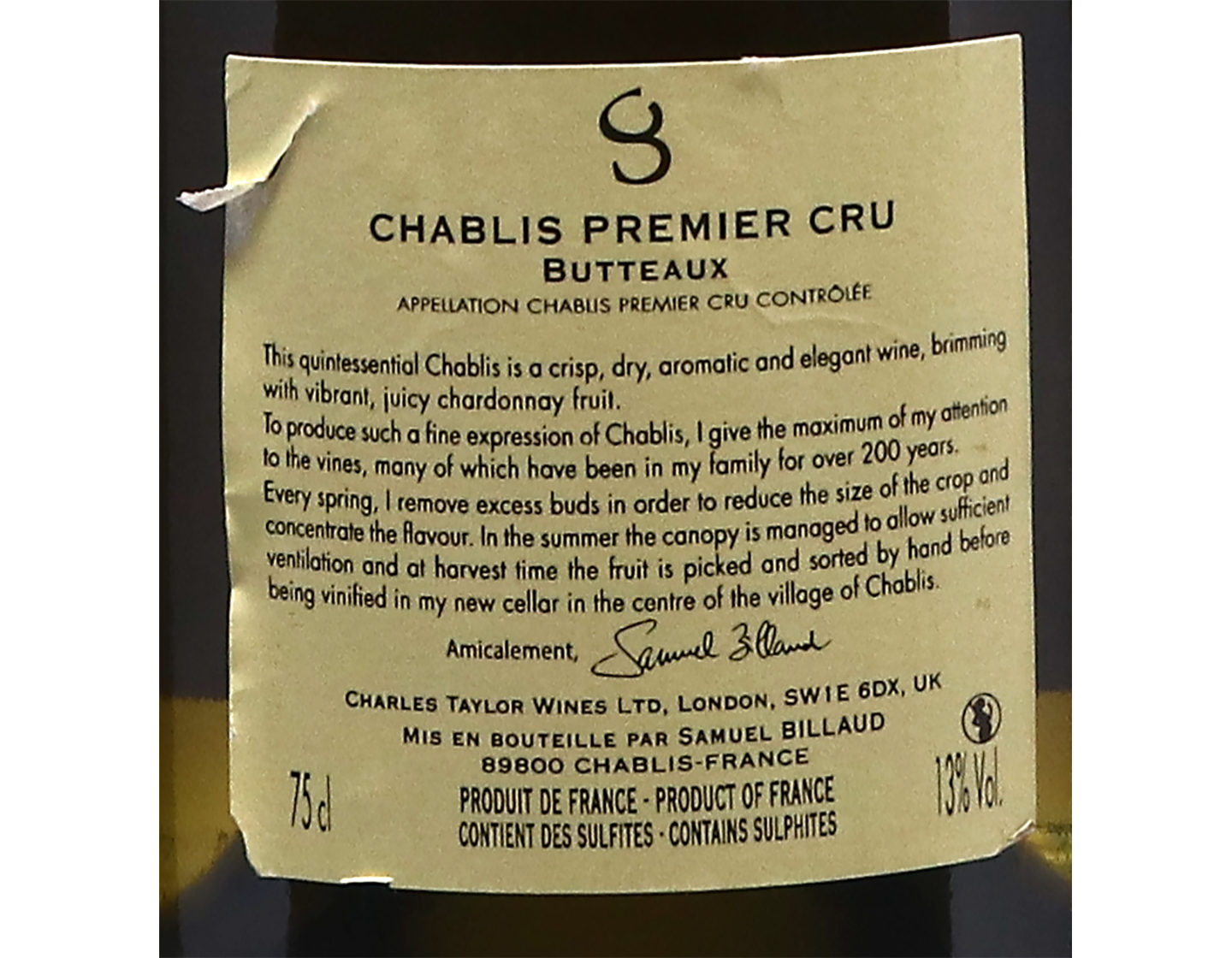 Samuel Billaud Chablis PC Butteaux 2023
