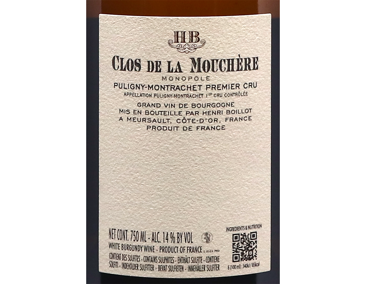 Domaine Henri Boillot Puligny Montrachet PC Clos de la Mouchere 2023