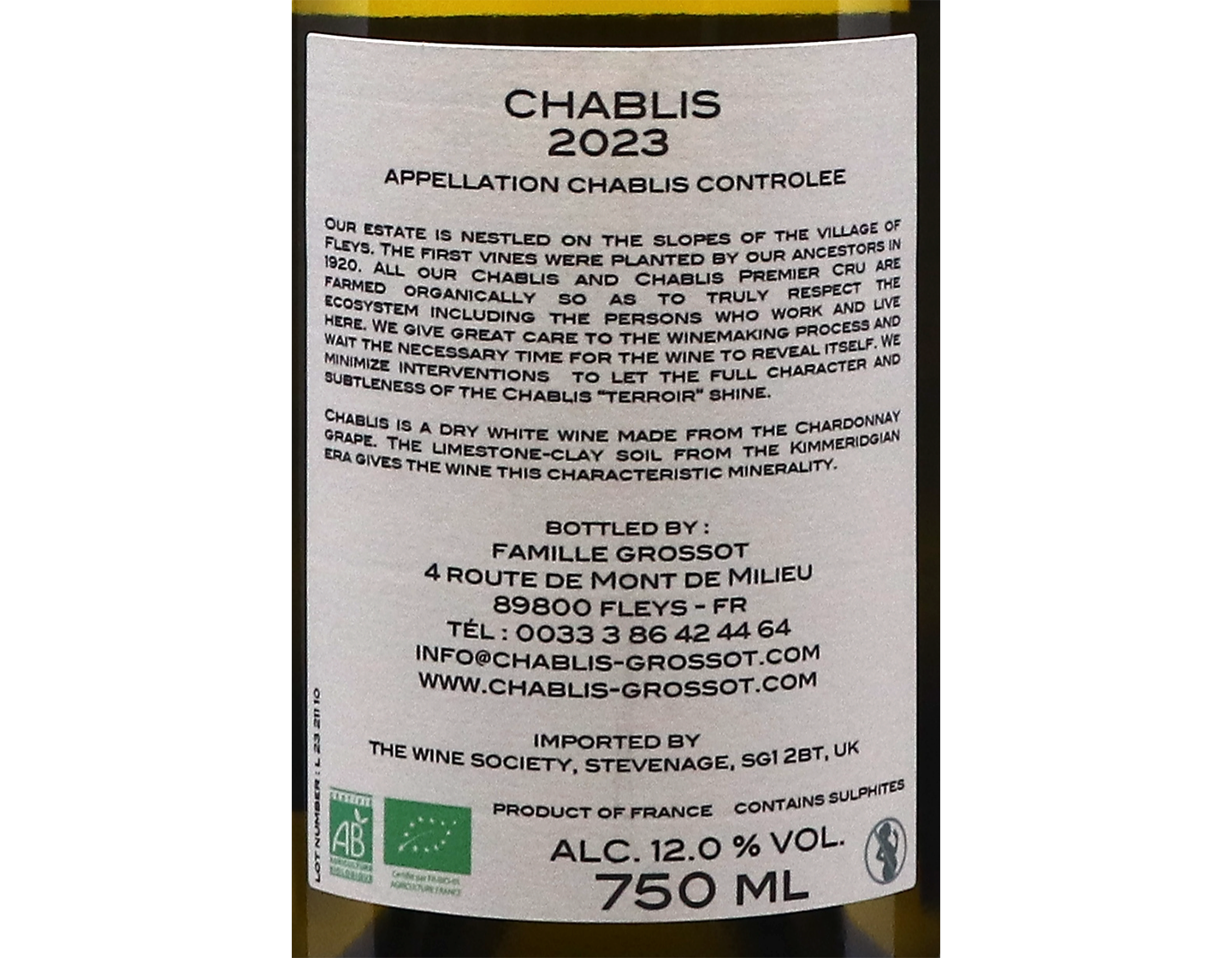 Famille Grossot, Chablis 2023
