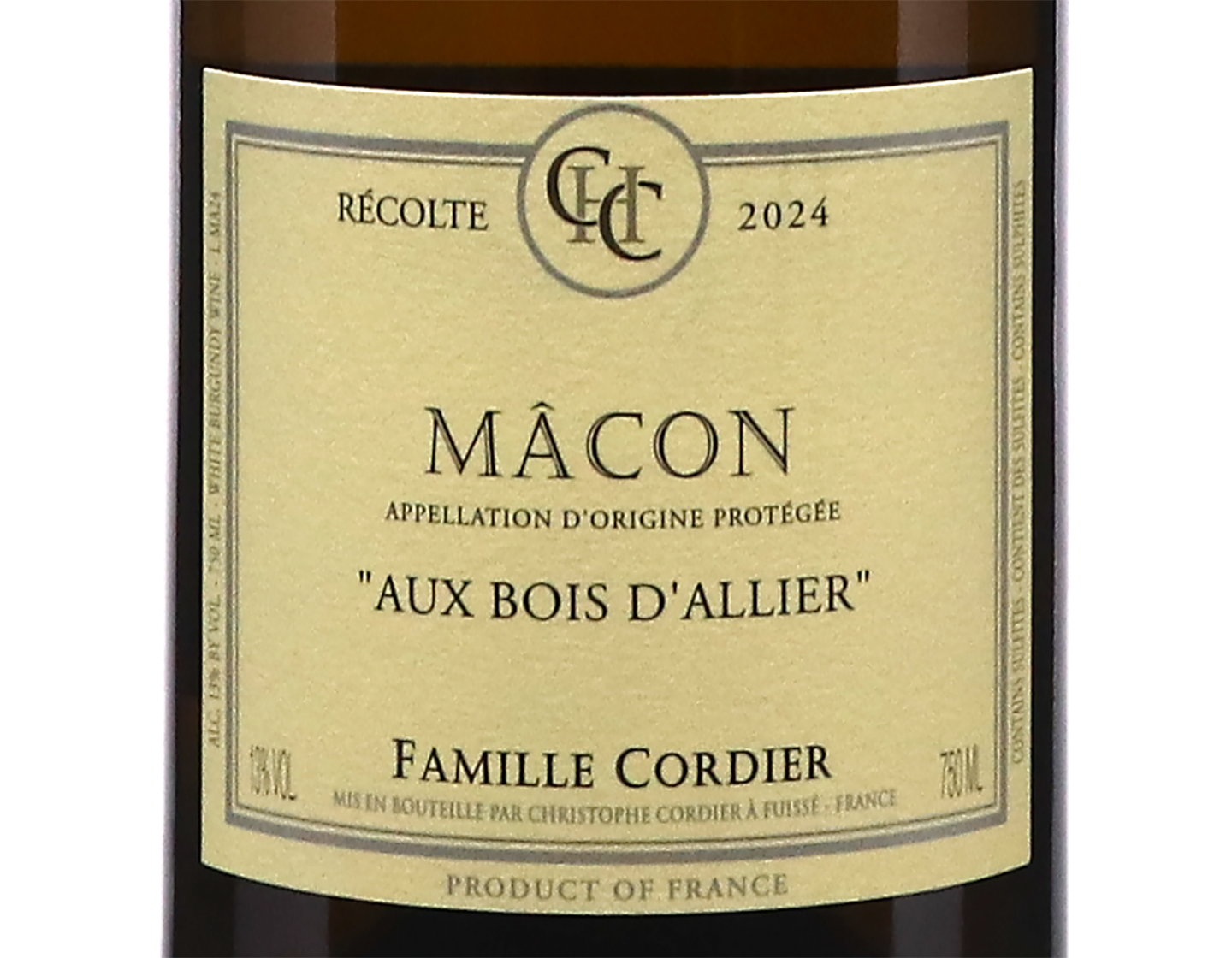 Famille Cordier Macon Aux Bois D'Allier 2024 ORGANIC