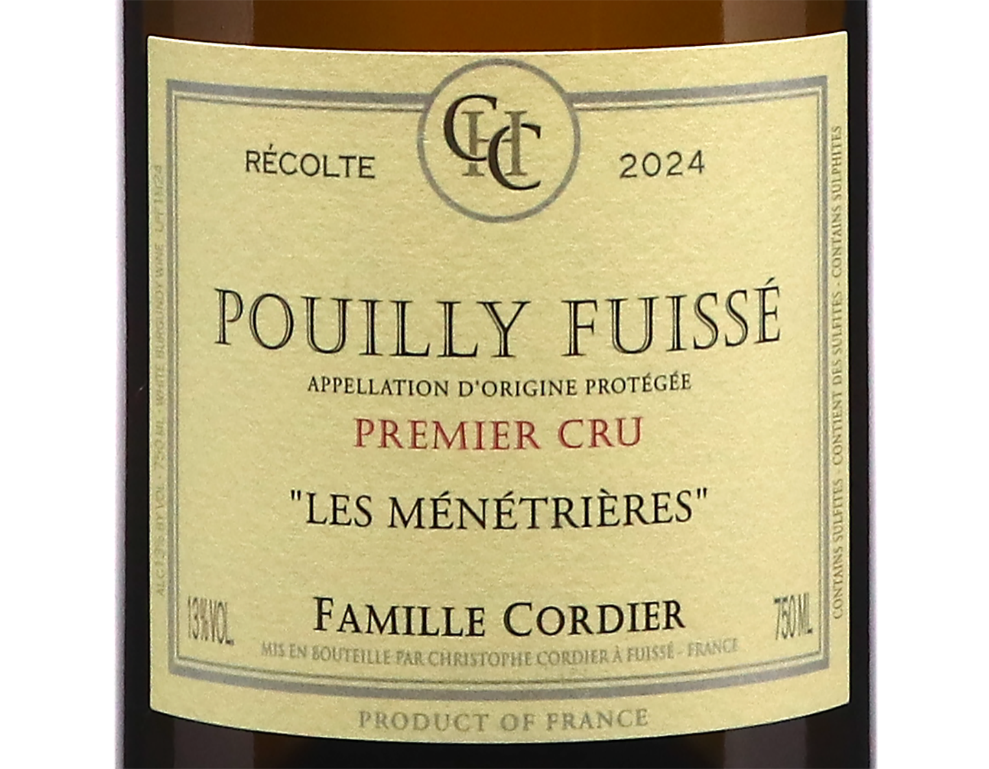 Famille Cordier Pouilly Fuisse Premier Cru Menetrieres 2024 ORGANIC