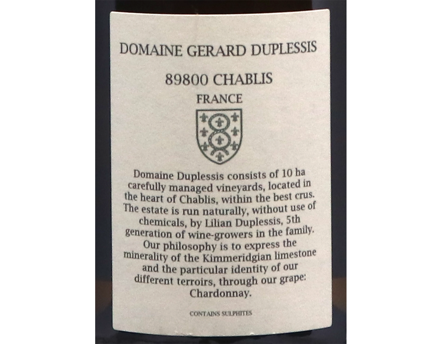 Domaine Duplessis Chablis PC Montmains 2022