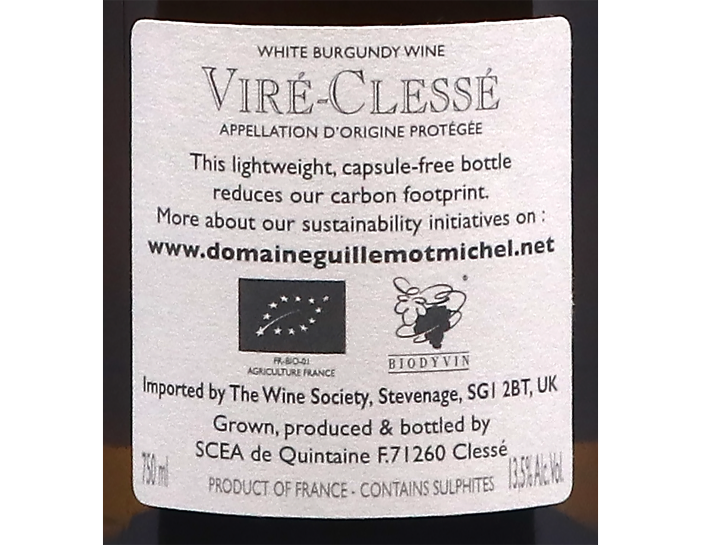 Domaine Guillemot Michel Vire Clesse Quintaine 2025 BIODYNAMIC