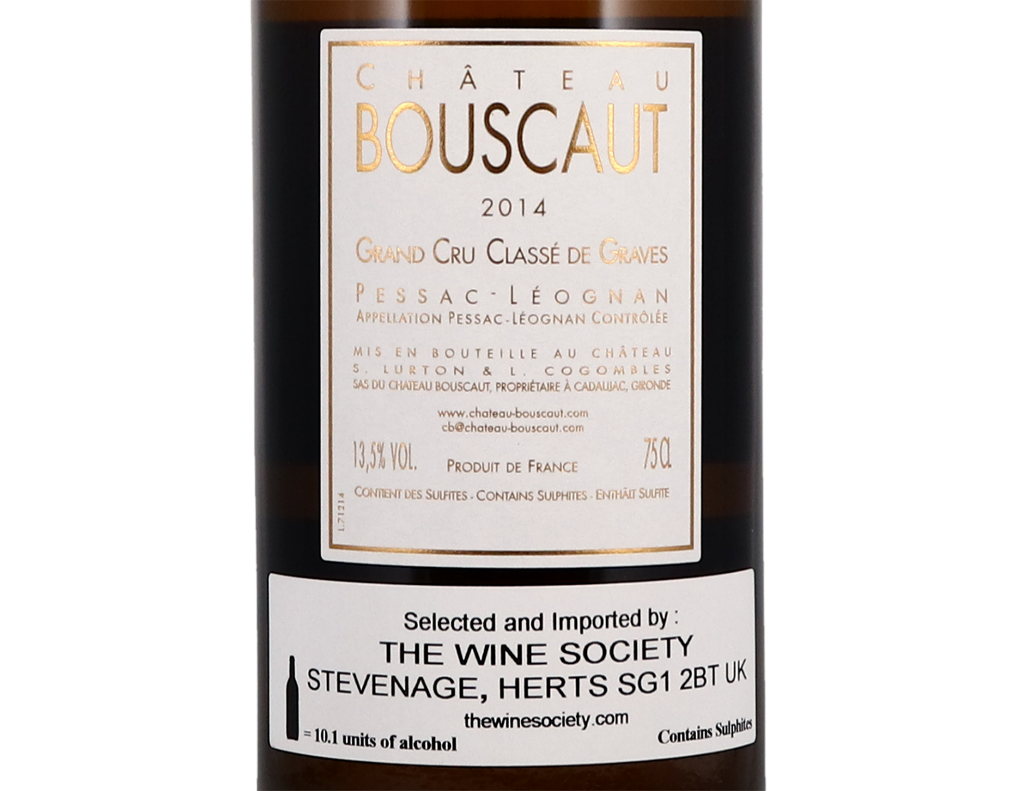 Ch Bouscaut Blanc Pessac Leognan 2014
