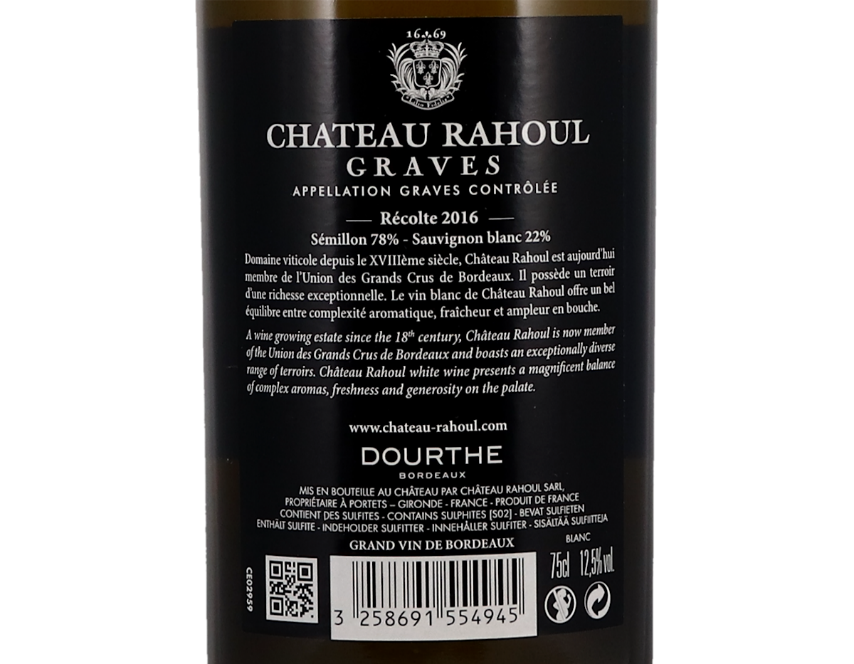 Château Rahoul Blanc, Graves 2016