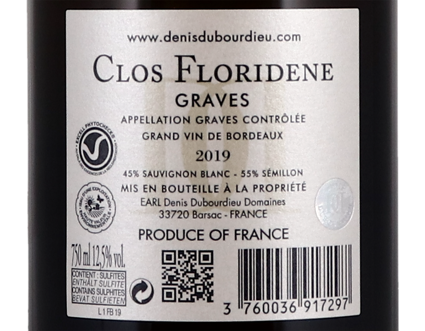 Clos Floridène Blanc, Graves 2019