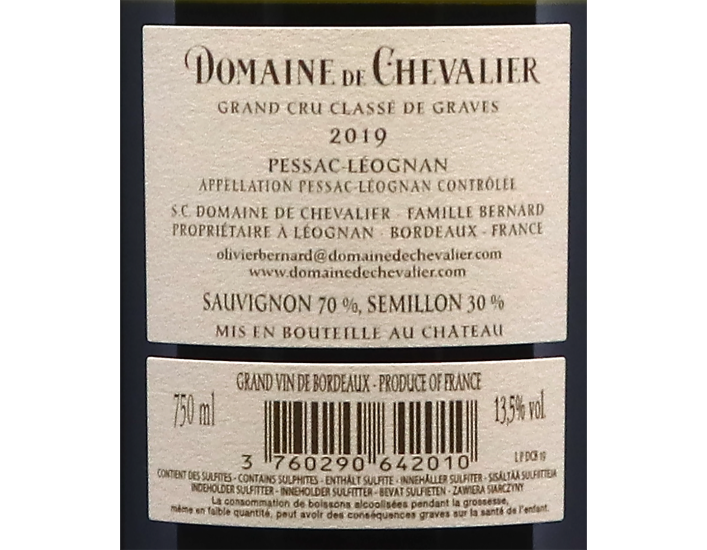 Dom de Chevalier Blanc Pessac Leognan 2019