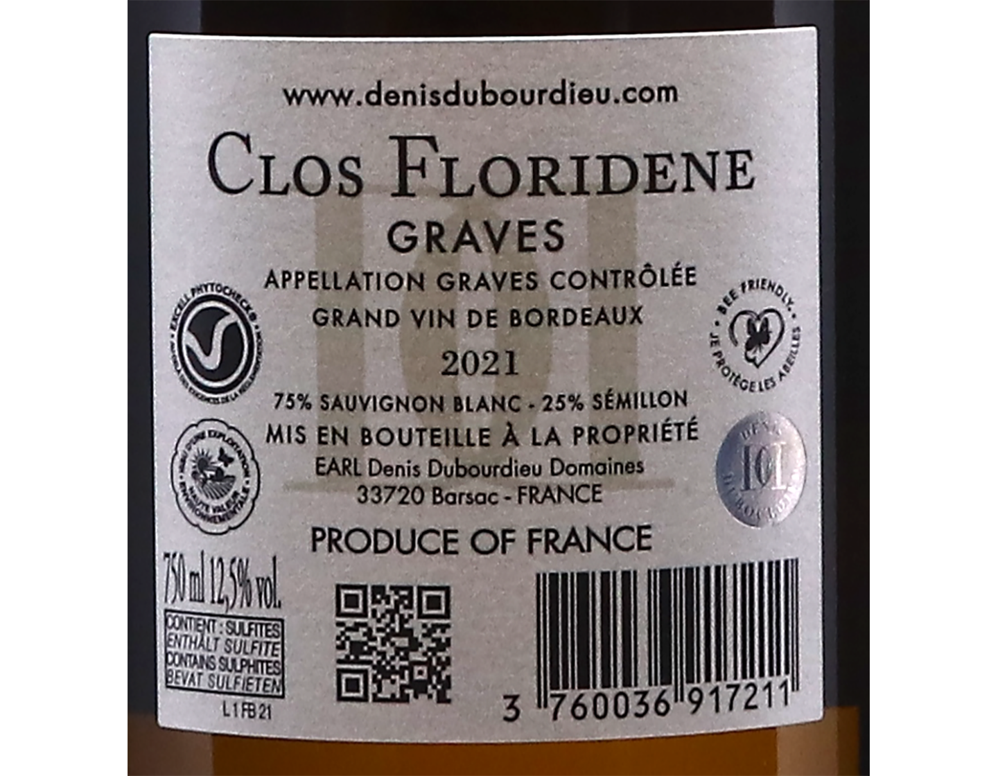 Clos Floridene Blanc Graves 2021