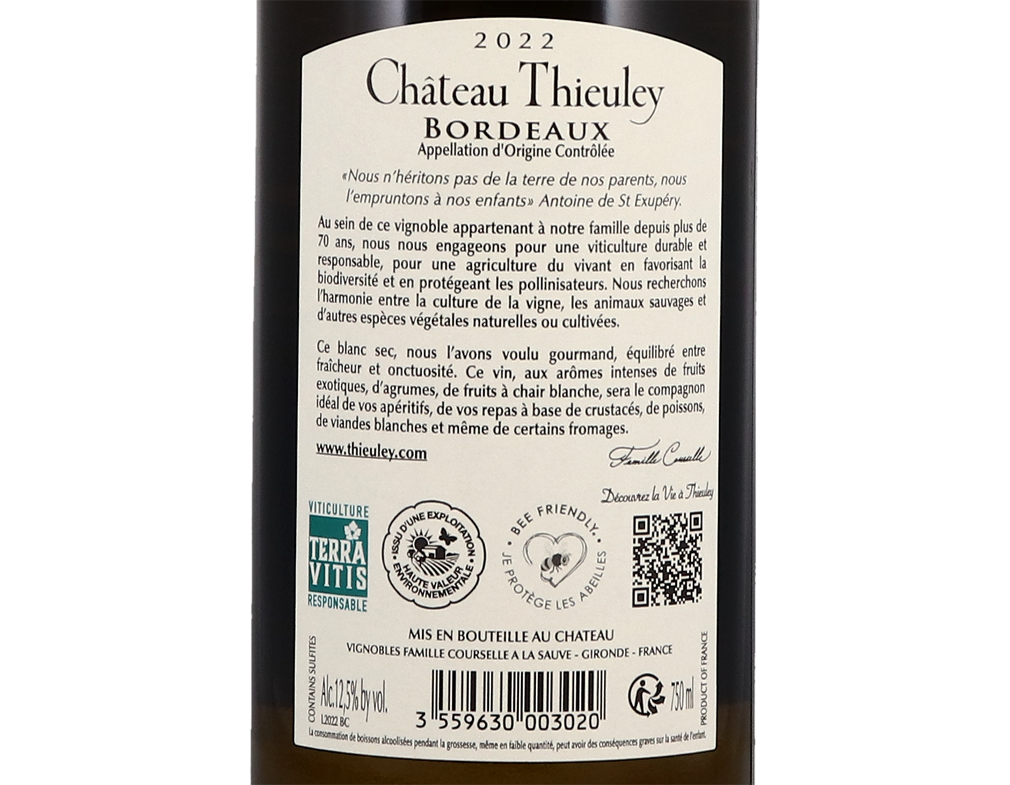 Chateau Thieuley Blanc Bordeaux 2022