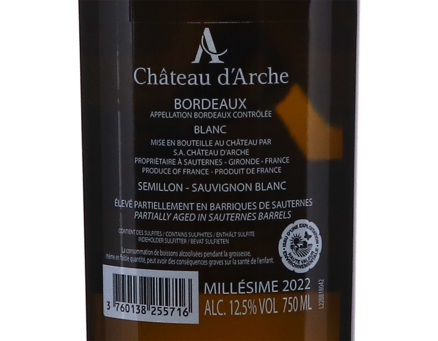 A de Chateau d'Arche Bordeaux Blanc 2022