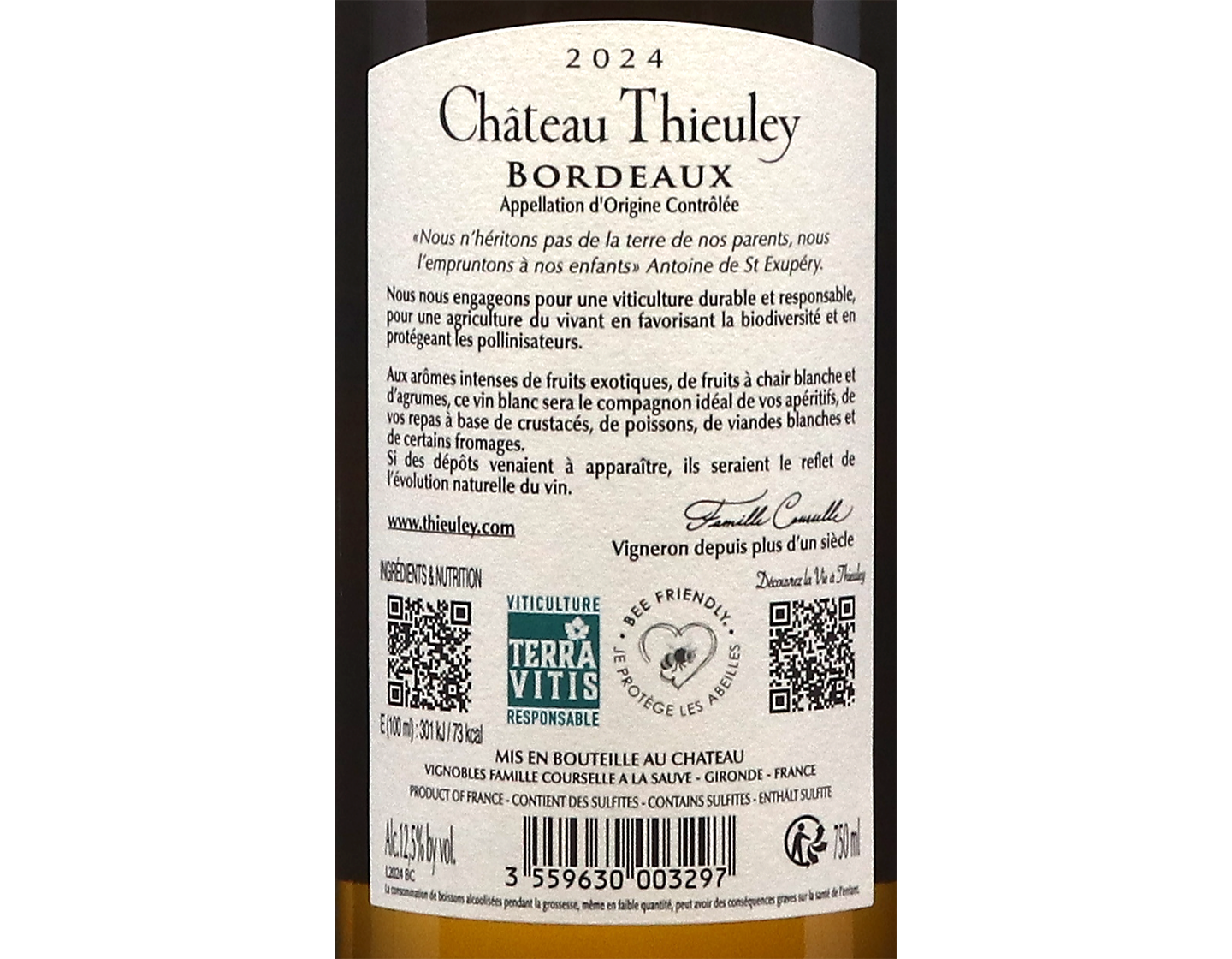 Château Thieuley Blanc, Bordeaux 2024