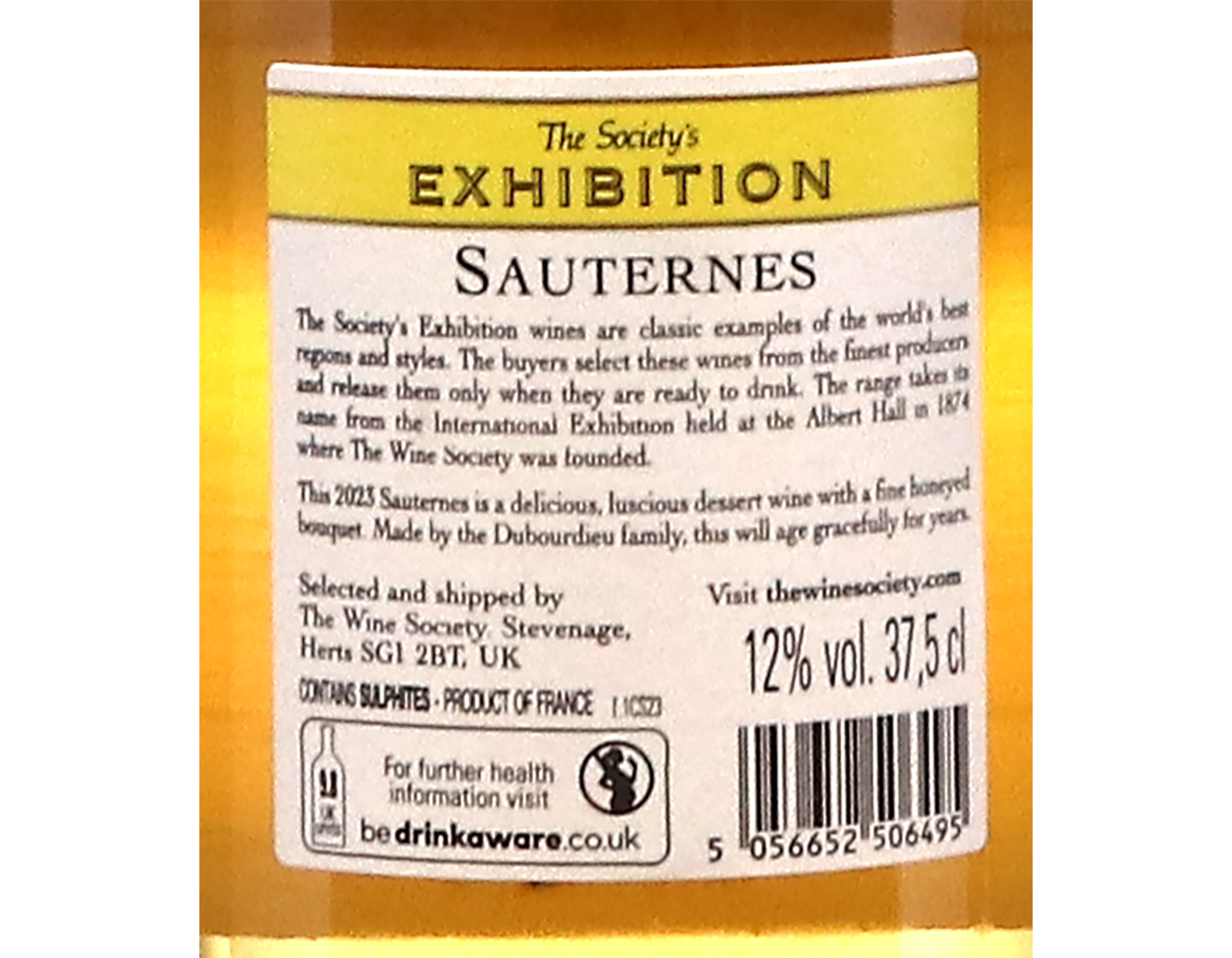 Half bottle of The Society's Exhibition Sauternes 2023 37.5cl