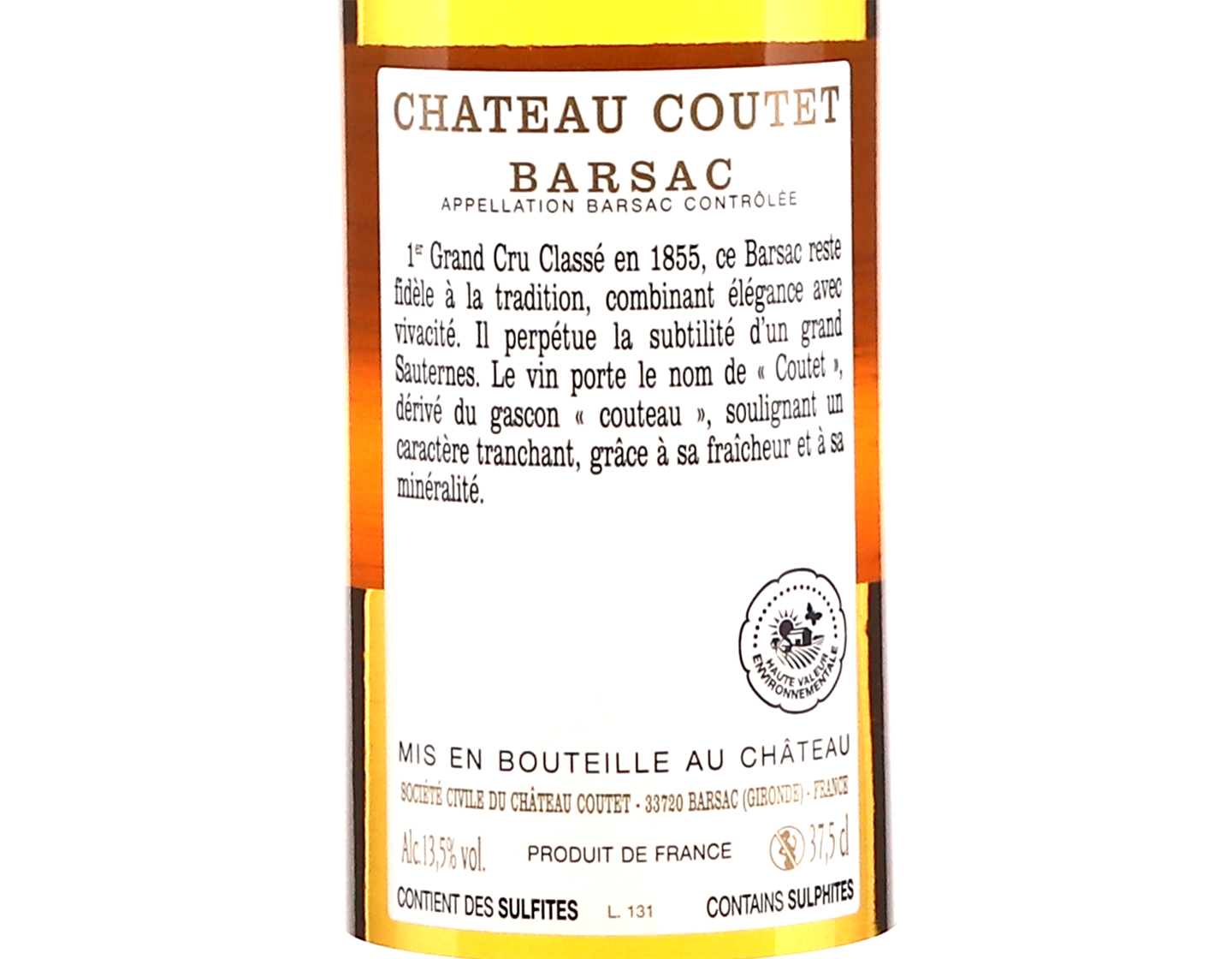 Half bottle of Chateau Coutet Barsac 2020