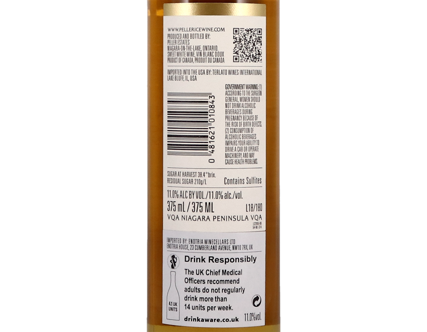 Half bottle of Vidal Ice Wine Signature Series Peller Estates 2016