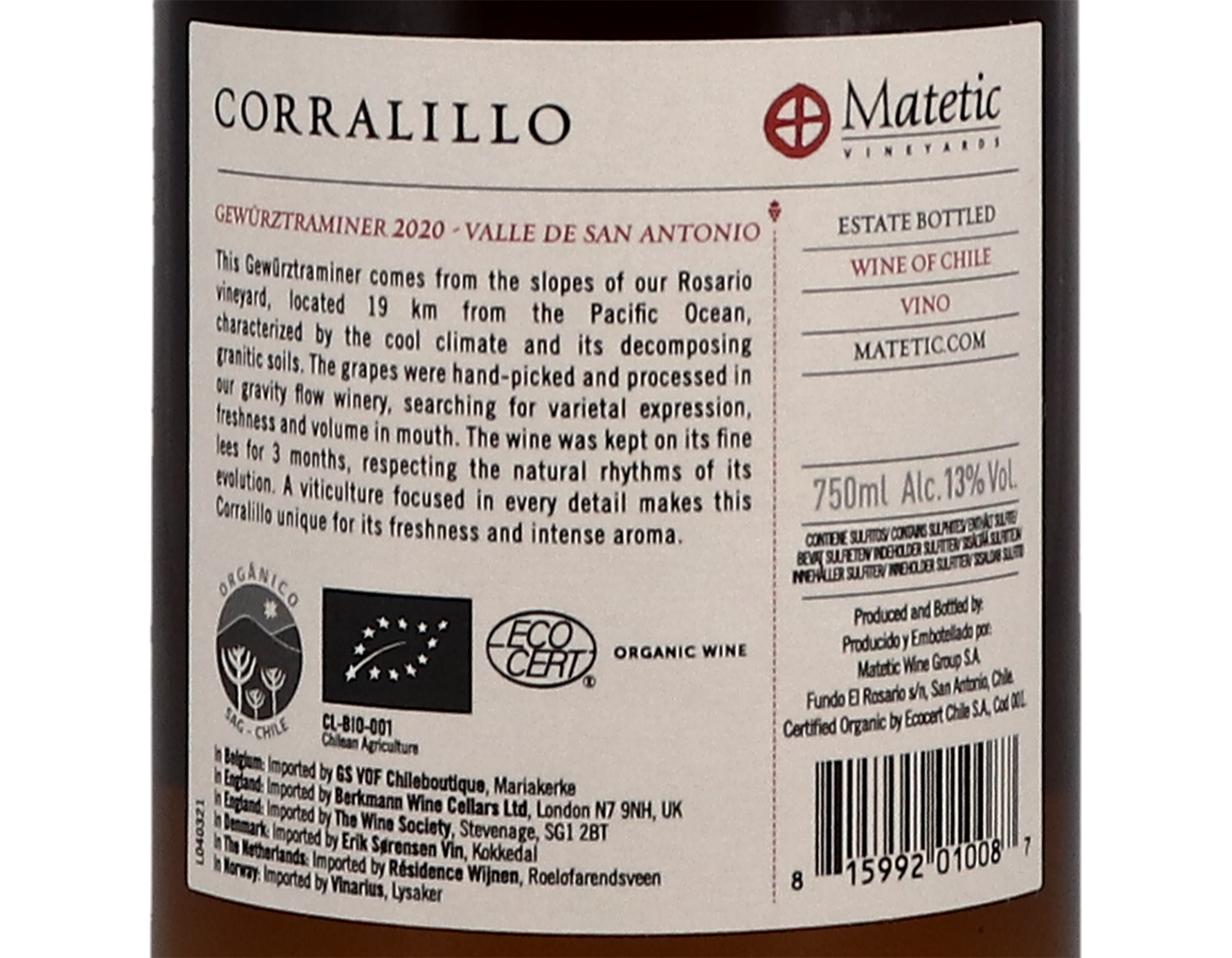 Matetic Corralillo San Antonio Gewurztraminer 2020