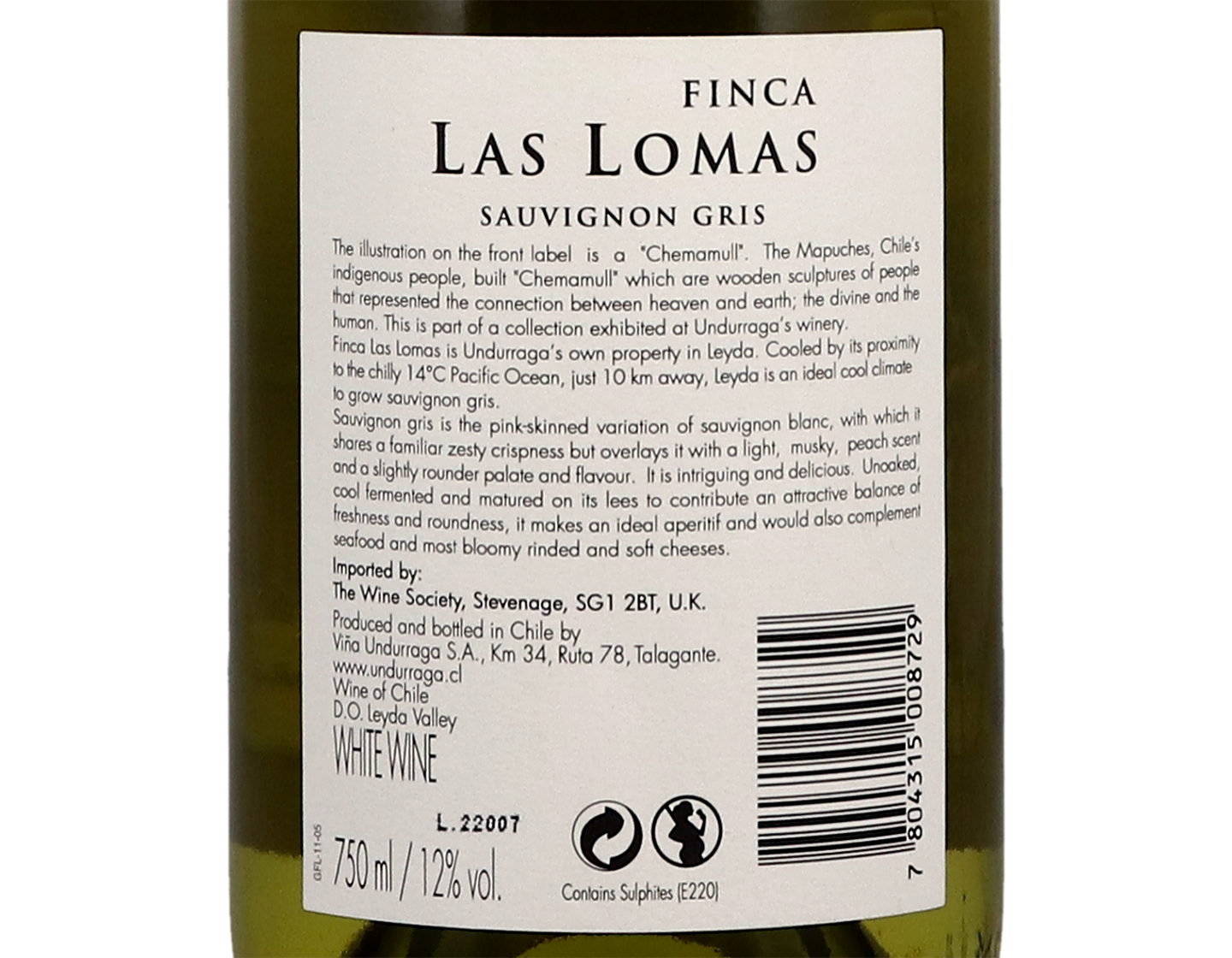 Undurraga Finca Las Lomas Leyda Sauvignon Gris 2021