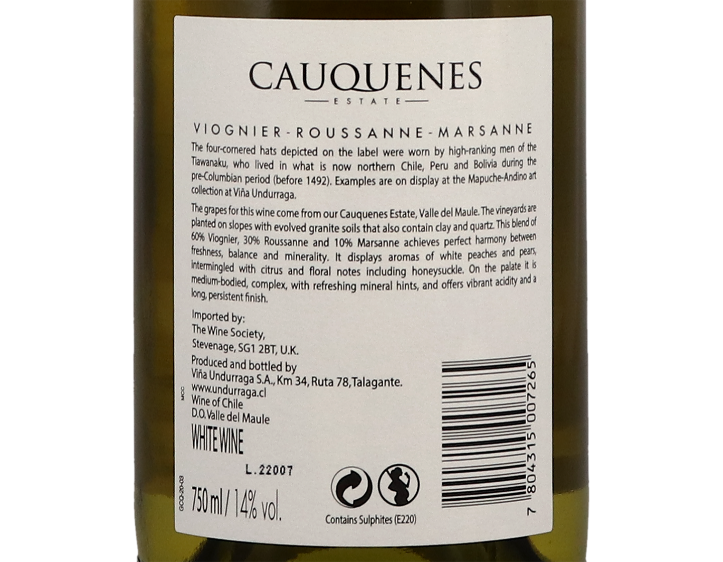 Undurraga Cauquenes Estate Maule Viognier Roussanne Marsanne 2021