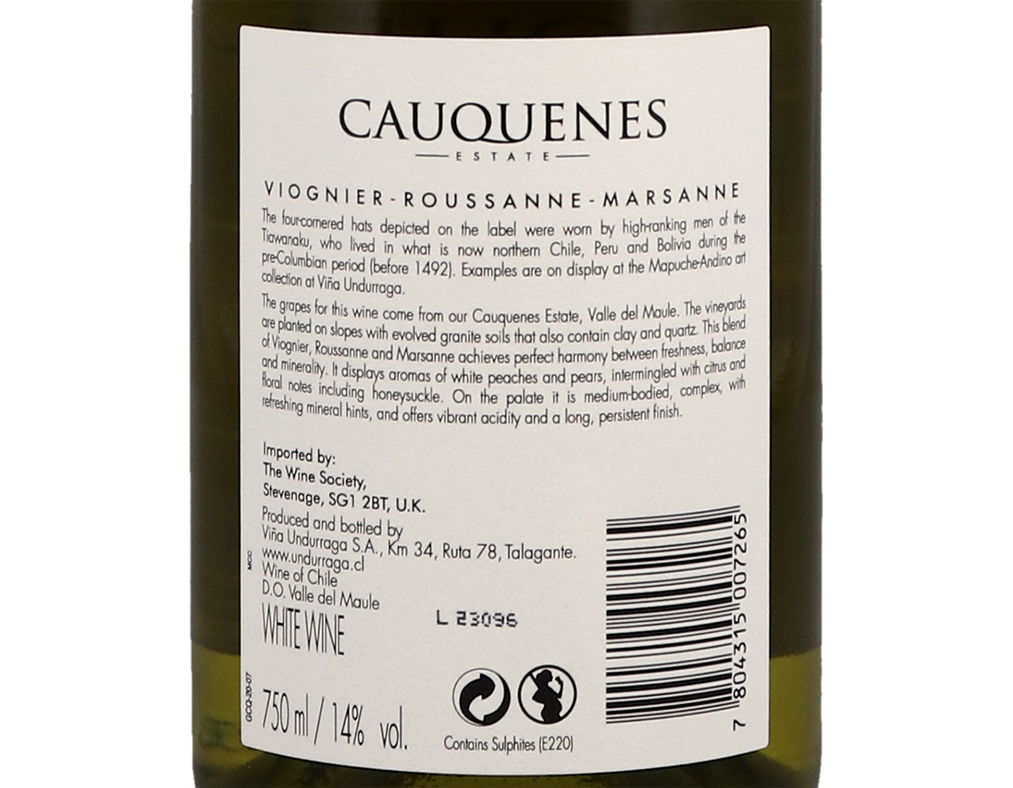 Undurraga Cauquenes Estate Maule Viognier Roussanne Marsanne 2022