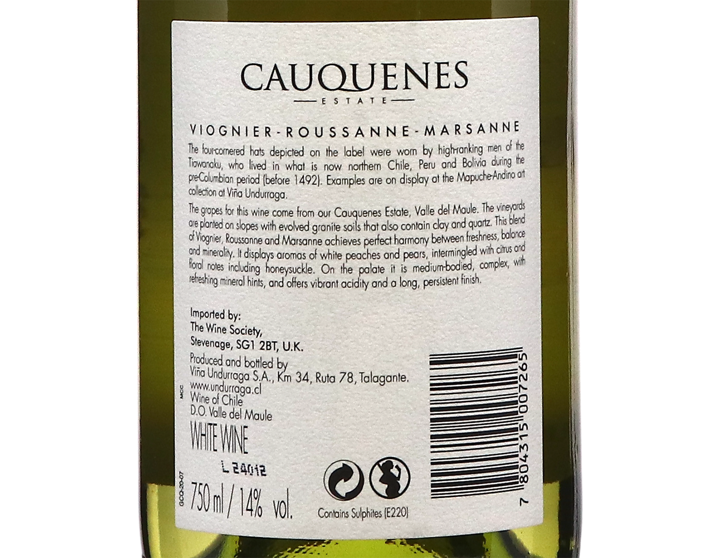 Undurraga Cauquenes Estate Maule Viognier Roussanne Marsanne 2023