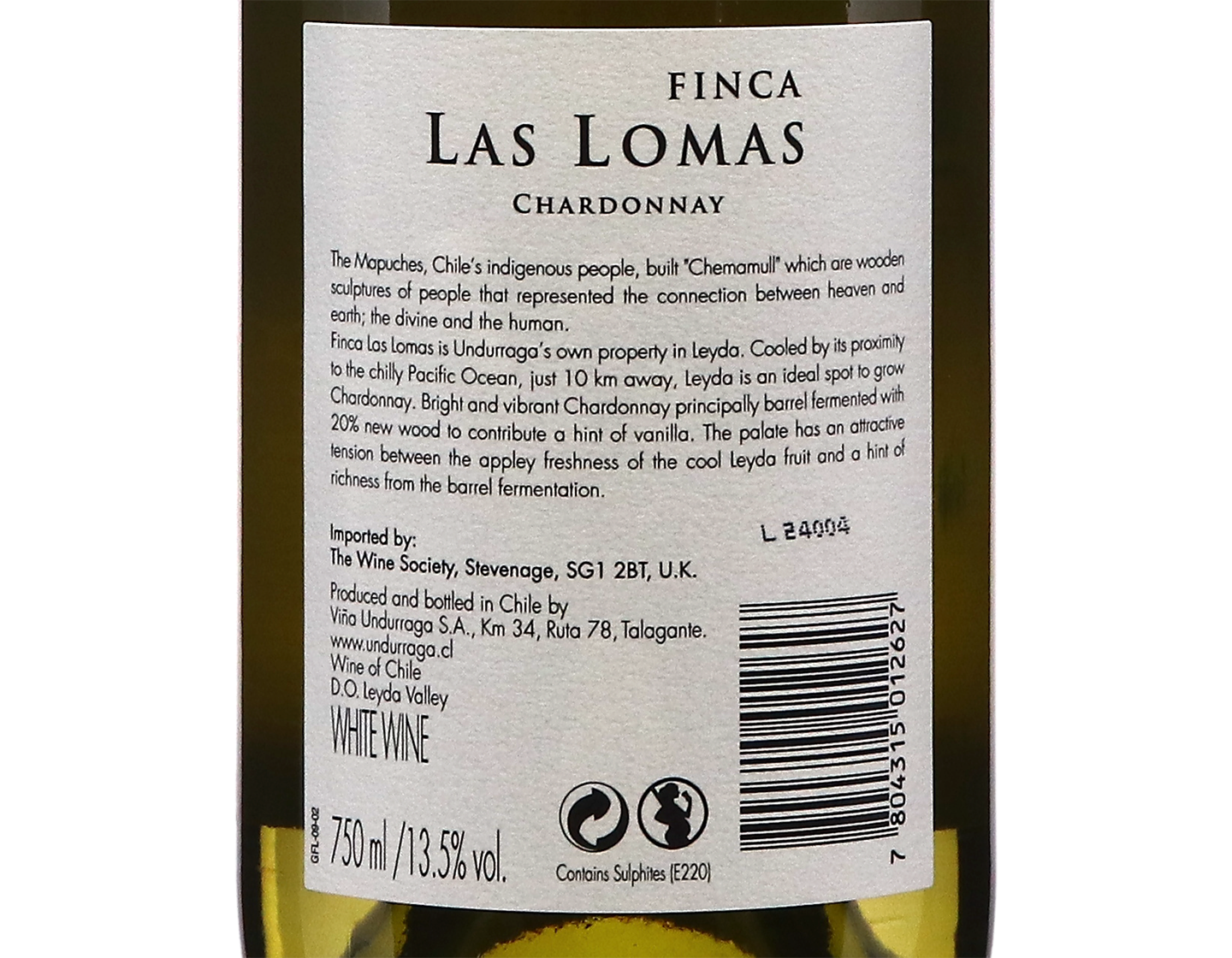 Undurraga Finca Las Lomas Chardonnay Leyda Valley 2023