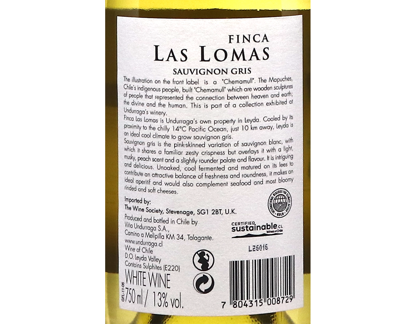 Undurraga Finca Las Lomas Leyda Sauvignon Gris 2025