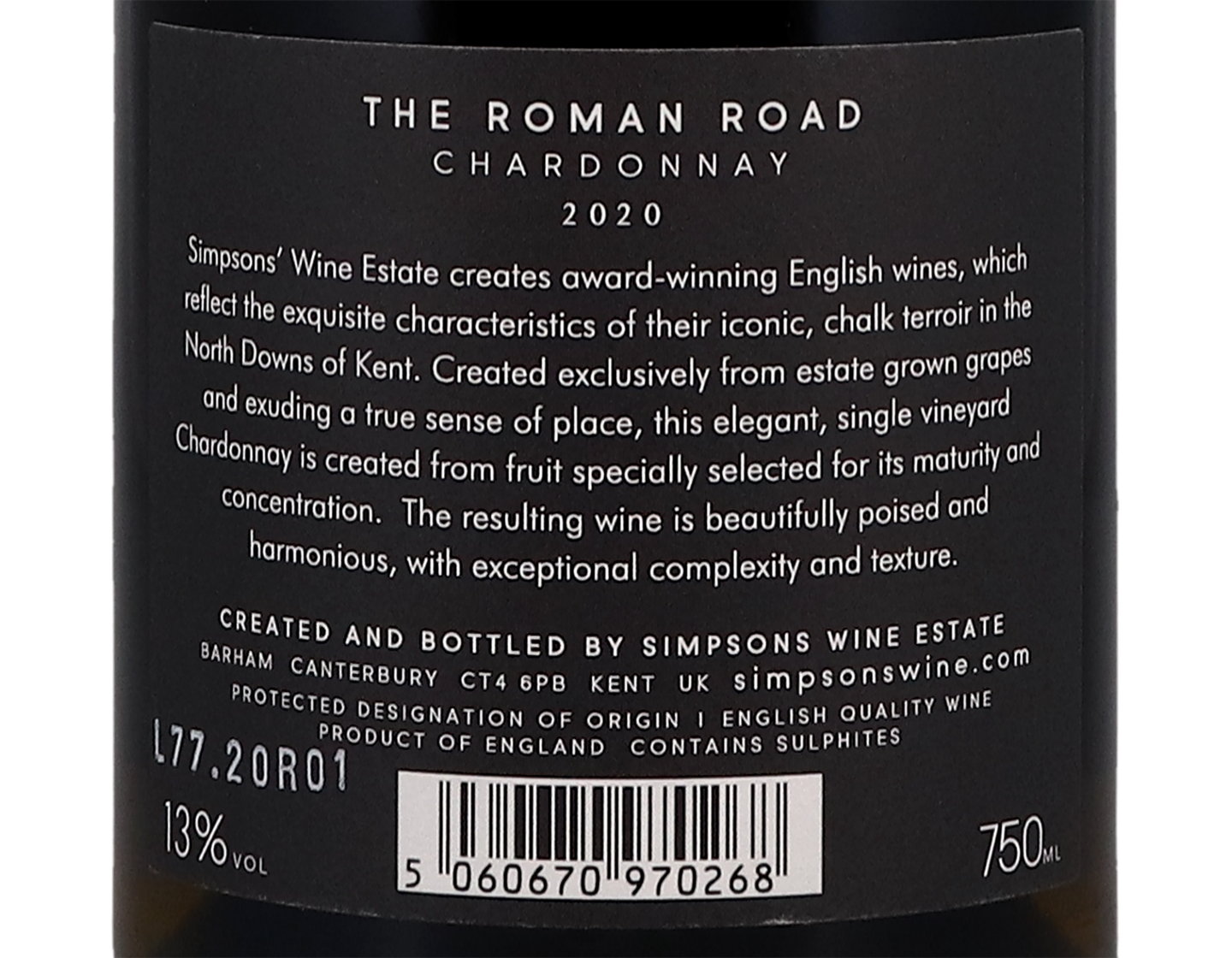 Roman Road Chardonnay, Simpsons 2020