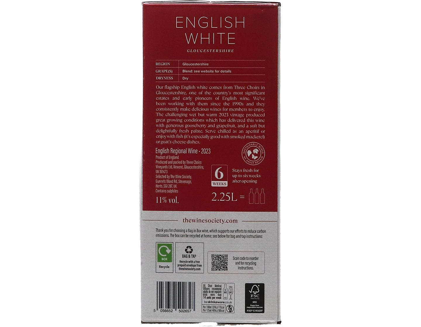 The Society's English White 2023 Bag in Box 2.25 Litre 2023