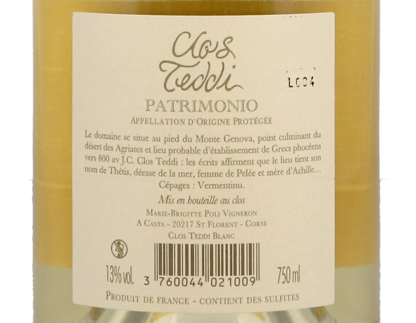Patrimonio Clos Teddi Blanc 2017