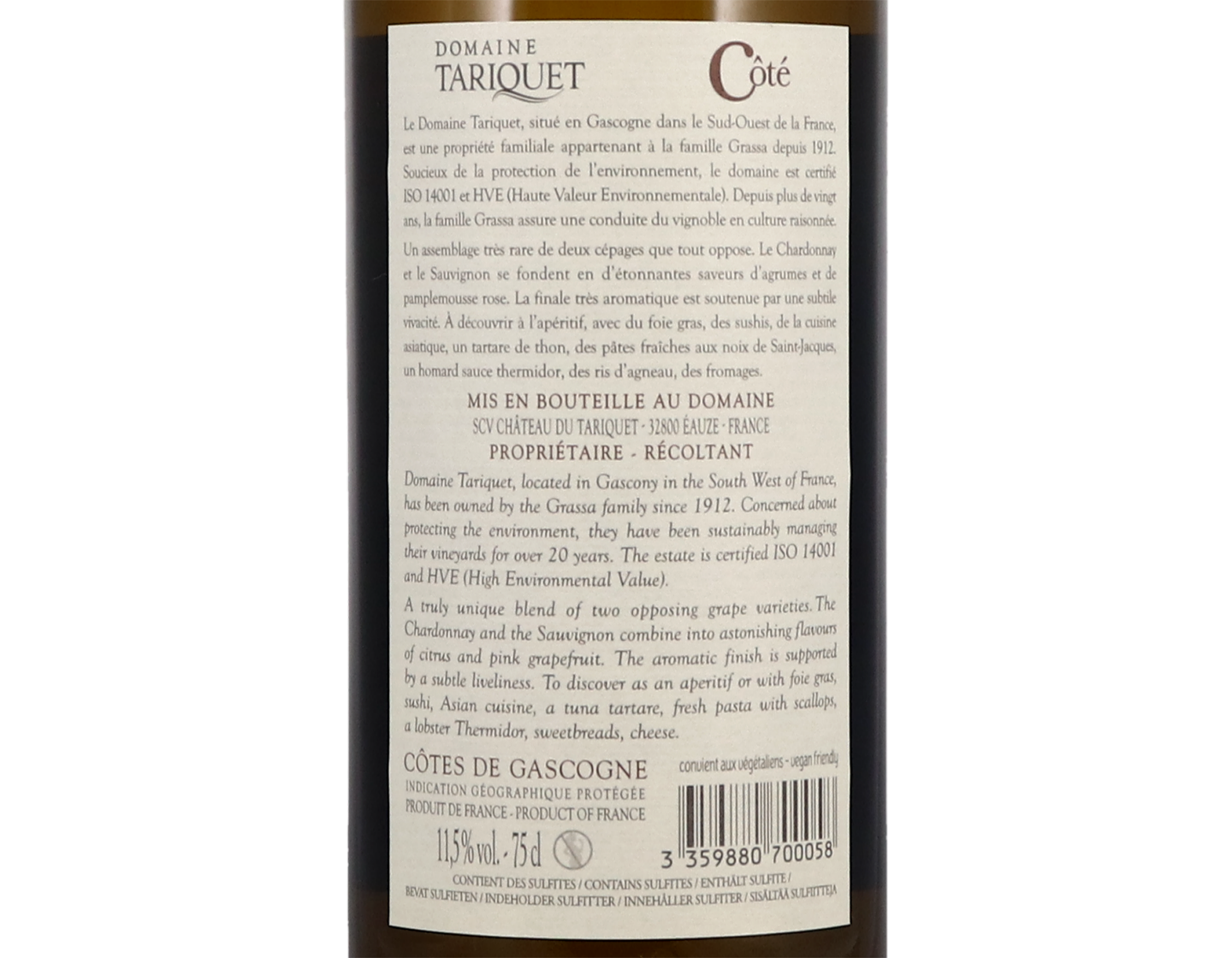 Tariquet Côté Chardonnay-Sauvignon, Côtes de Gascogne 2020