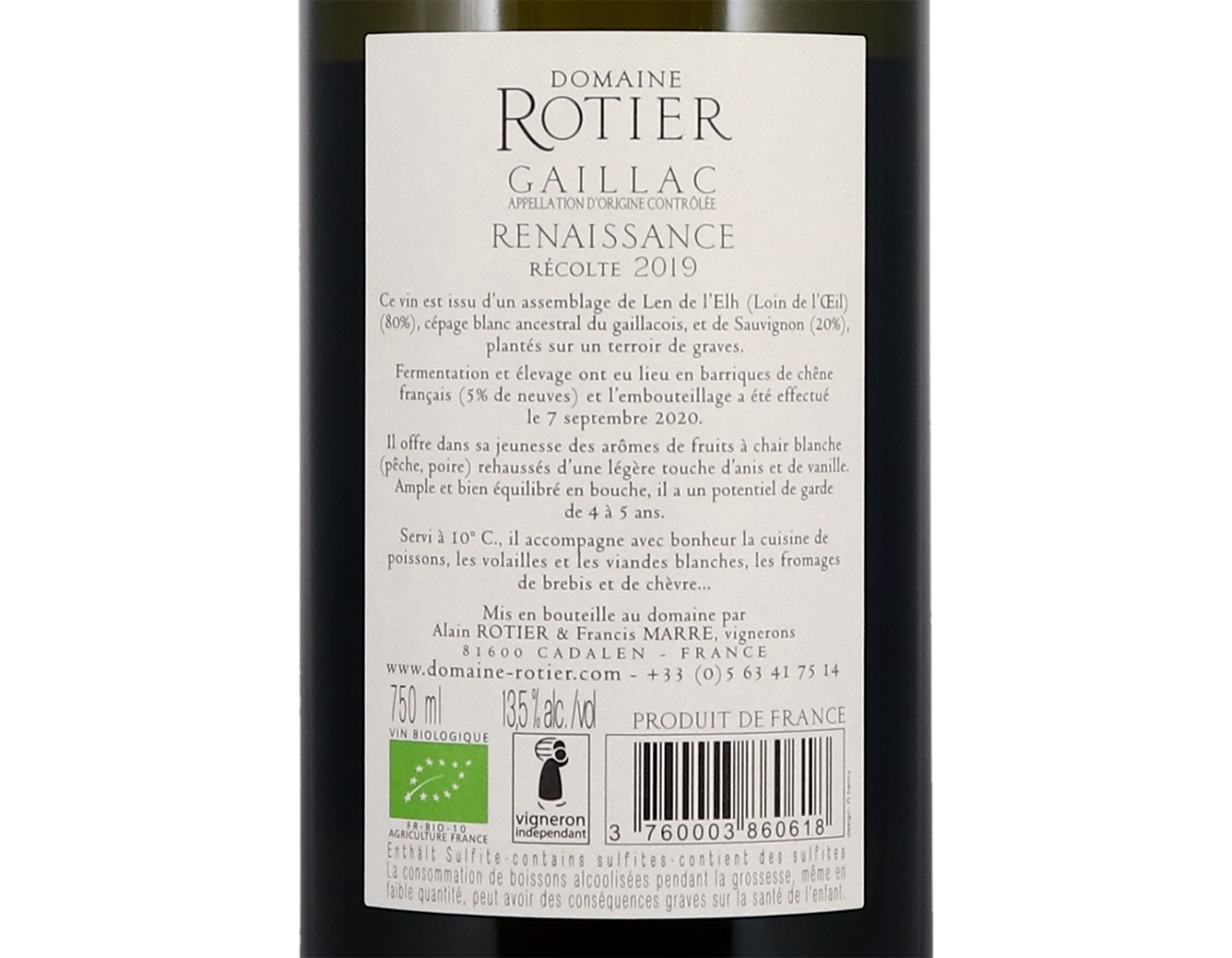 Gaillac Blanc Sec, Renaissance, Domaine Rotier 2019