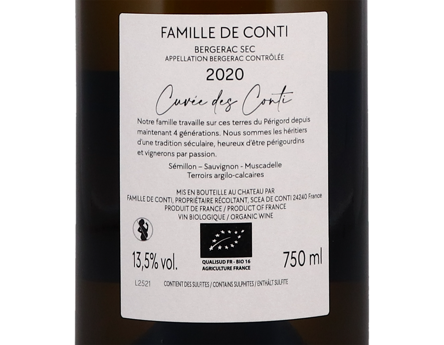 Bergerac Blanc La Cuvee des Conti Chateau Tour des Gendres 2020