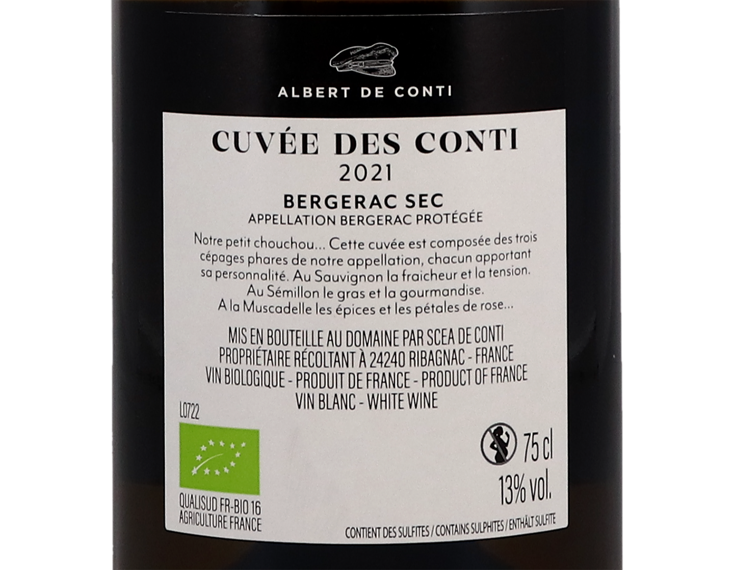 Bergerac Blanc La Cuvée des Conti, Domaine Albert de Conti 2021