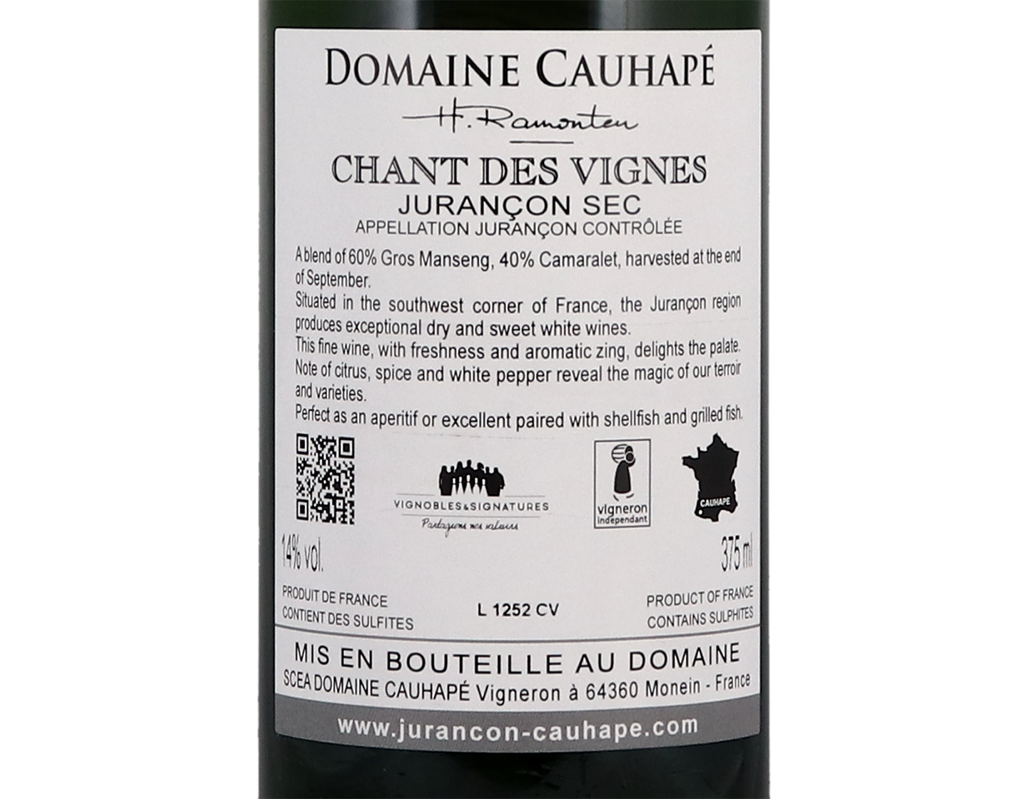 Half bottle of Jurançon Sec Chant des Vignes, Domaine Cauhapé 2020