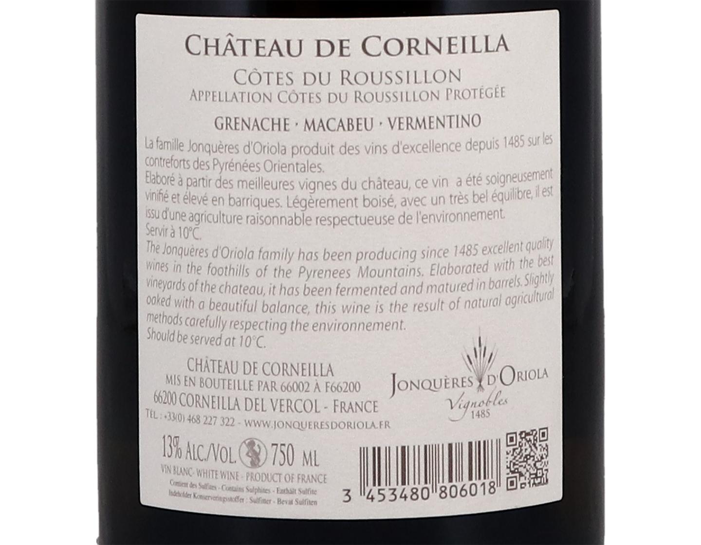 Côtes du Roussillon Blanc, Cuvée Cavalcade, Château de Corneilla 2021