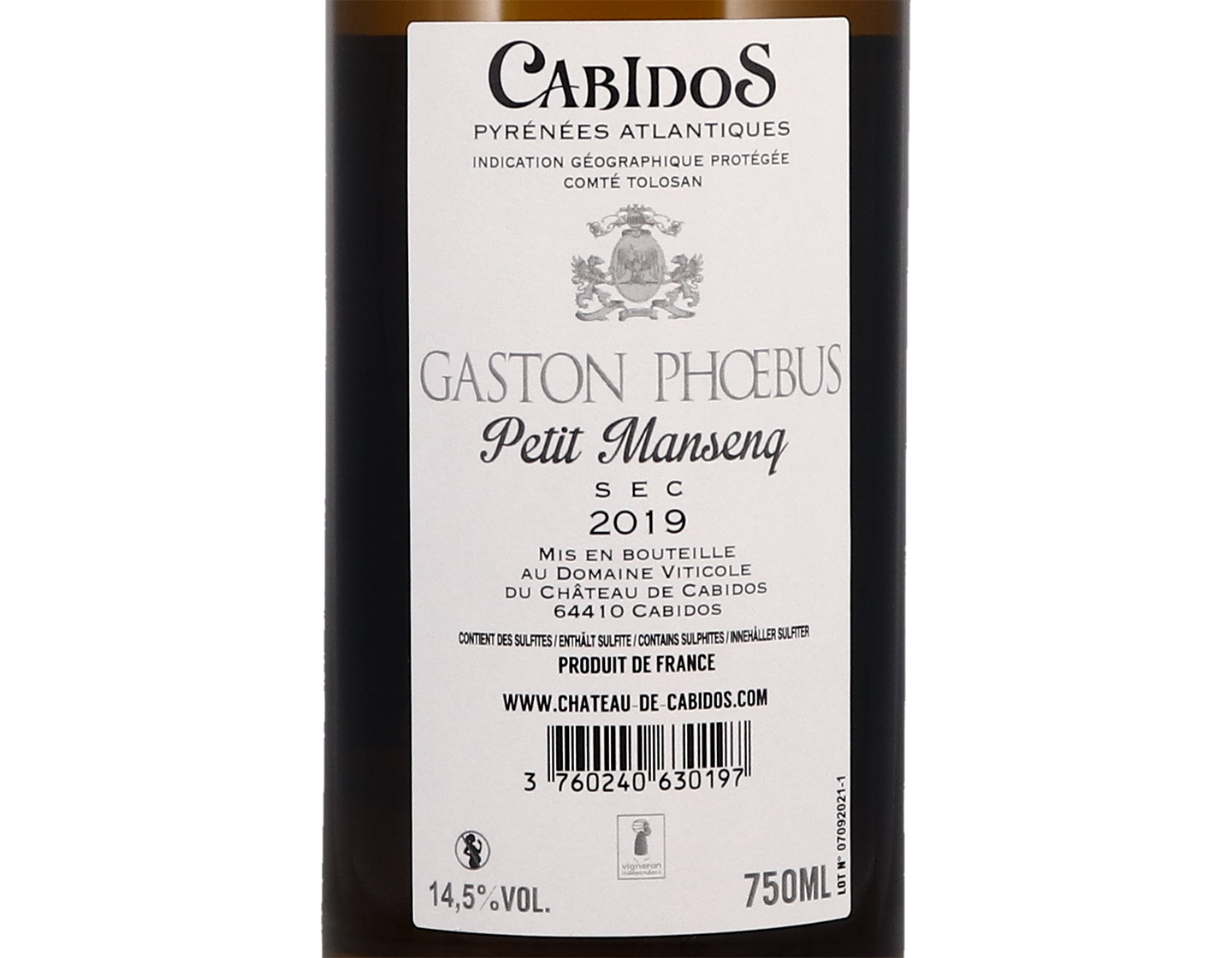 Cabidos Petit Manseng Sec Cuvee Gaston Phoebus Pyrenees Atlantiques 2019