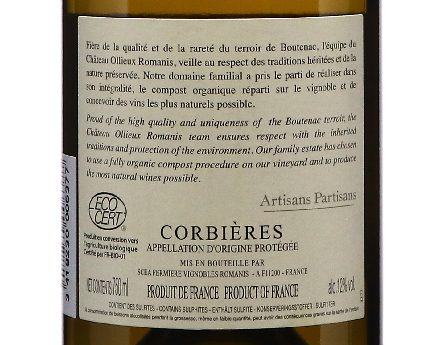 Corbieres Blanc Cuvee Prestige Ch Ollieux Romanis 2021