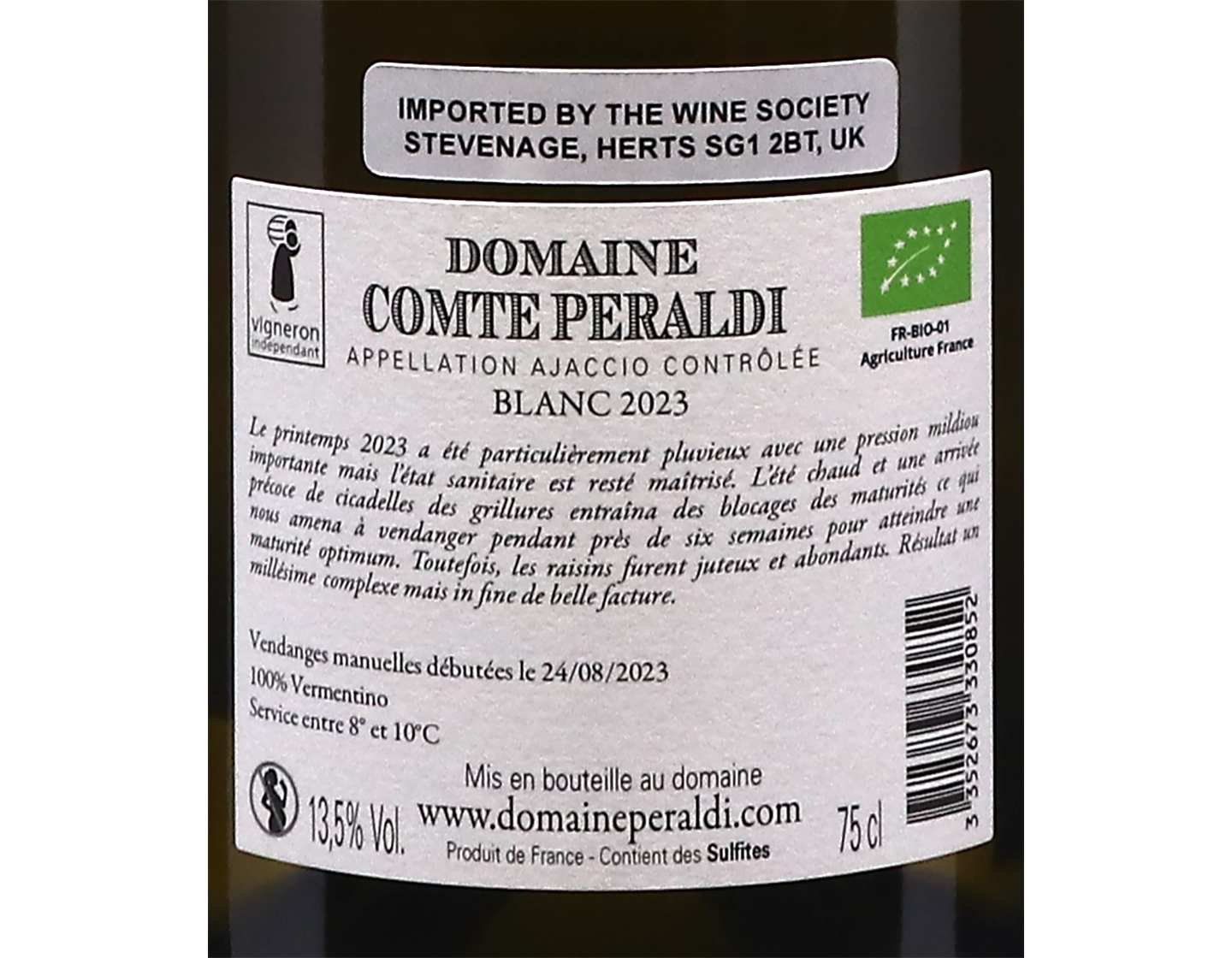 Ajaccio Blanc Domaine Comte Peraldi 2023