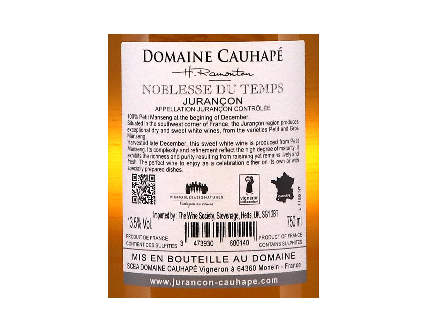 Jurancon Moelleux Noblesse du Temps Domaine Cauhape 2019