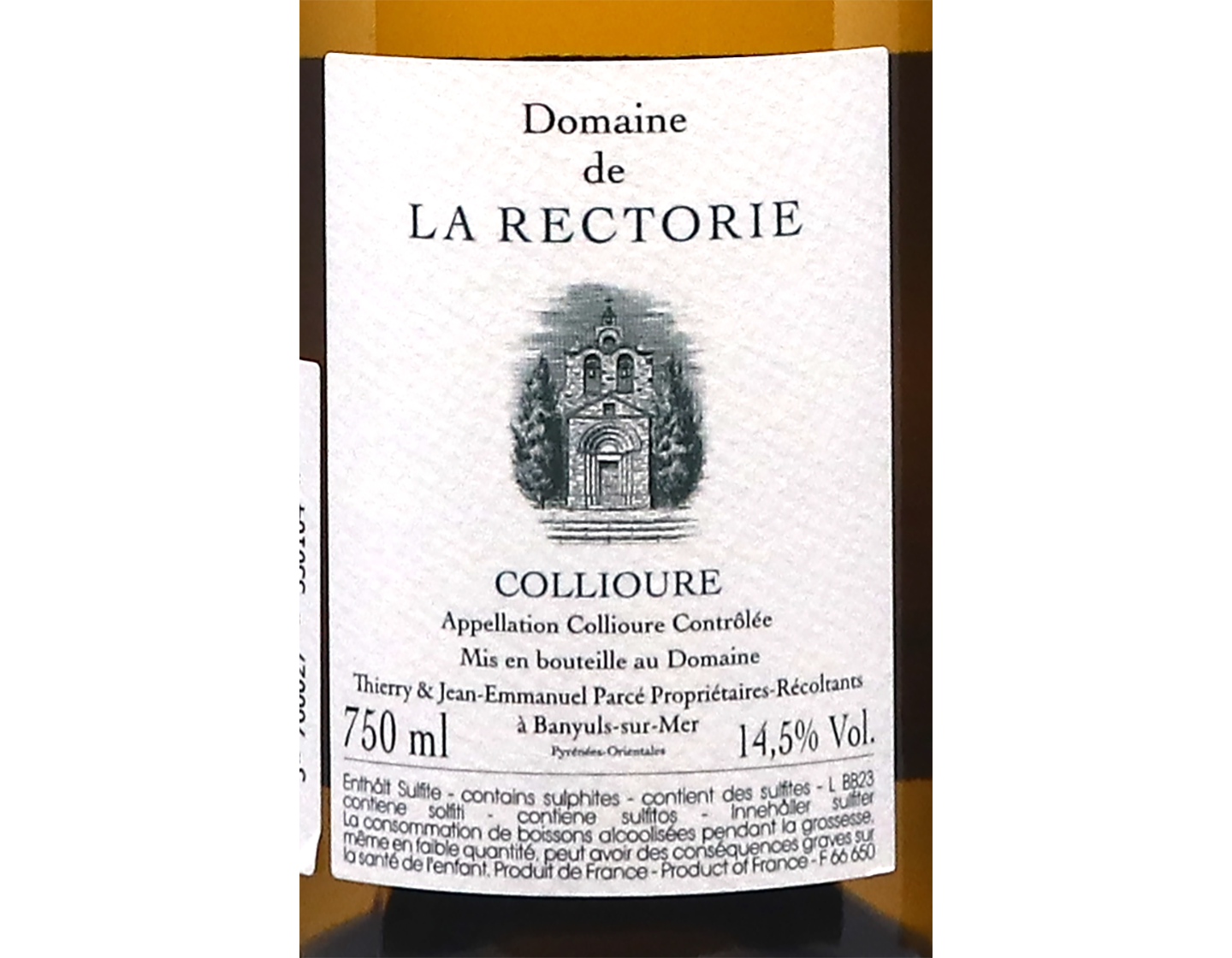 Collioure Blanc Barlande Domaine de la Rectorie 2023