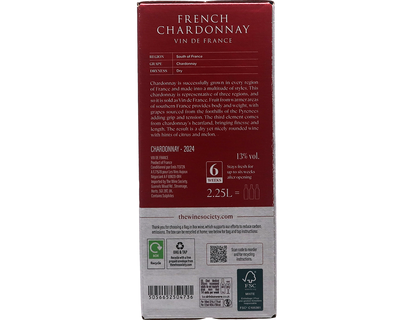 The Society's French Chardonnay 2024 Bag-in-Box (2.25 litre)