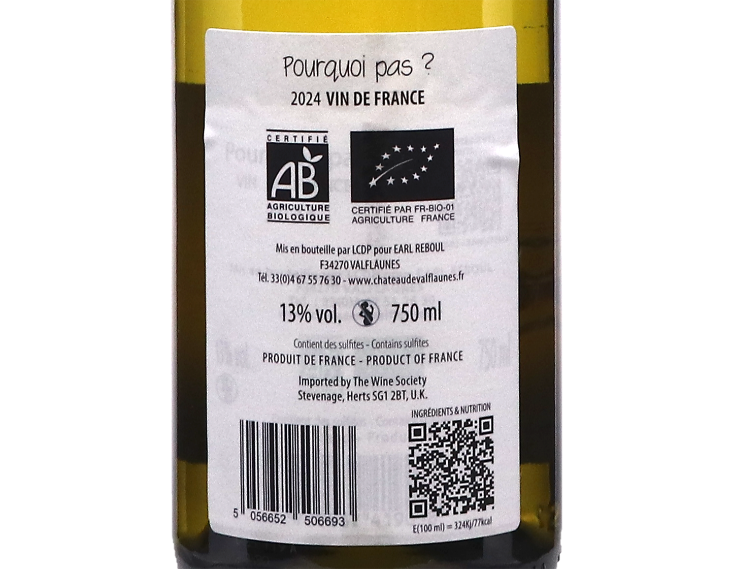 Pourquoi Pas Blanc Valflaunes Vin de France 2024 ORGANIC