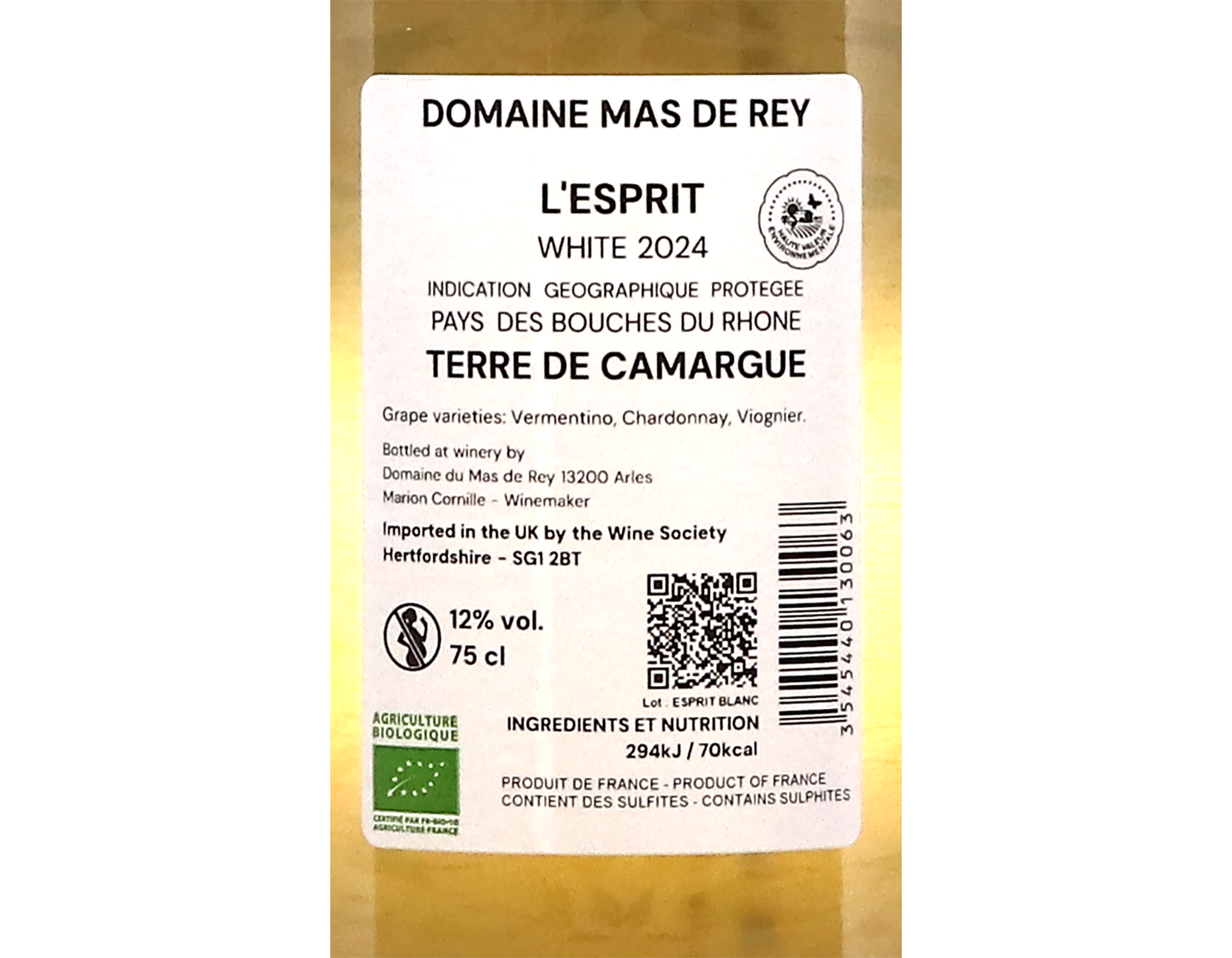 Mas de Rey Esprit Blanc Terre de Camargue 2024 ORGANIC