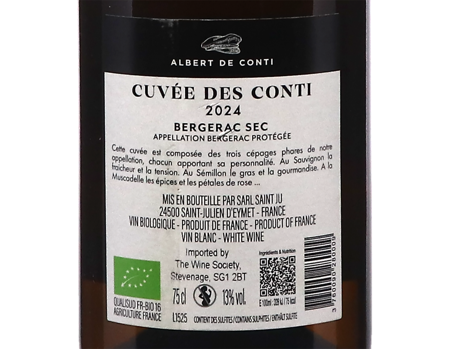 Bergerac Blanc La Cuvée des Conti, Domaine Albert de Conti 2024