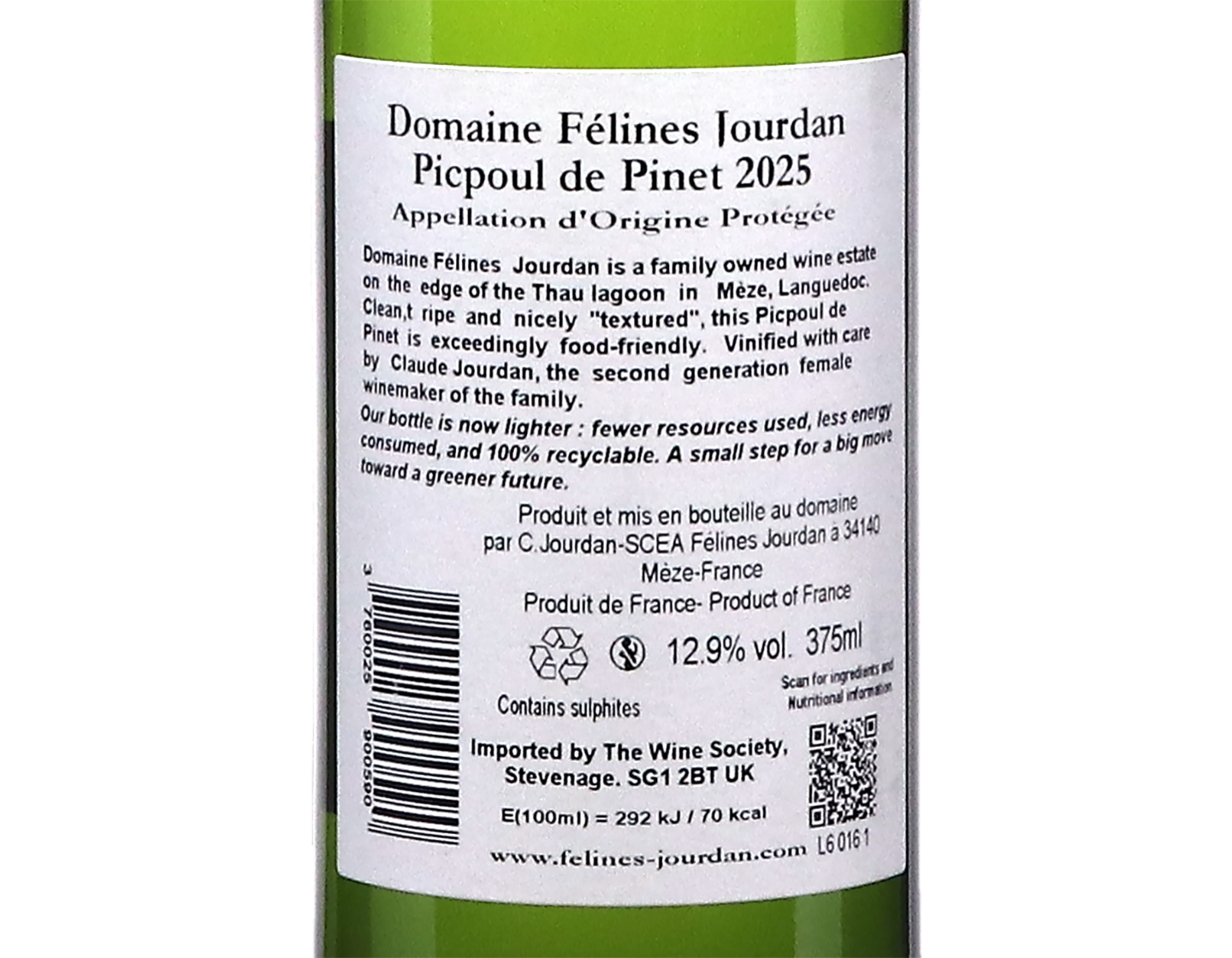 Picpoul de Pinet, Domaine Félines Jourdan 2025 half bottle