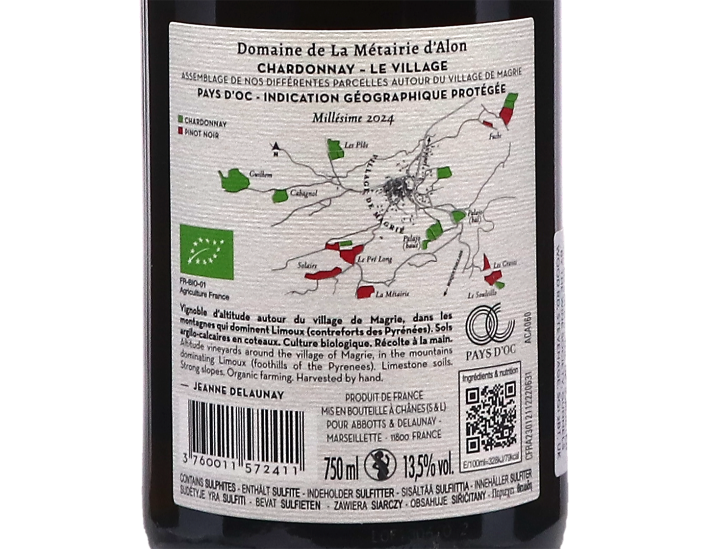 Chardonnay Dom de la Metairie d'Alon Le Village 2024 ORGANIC