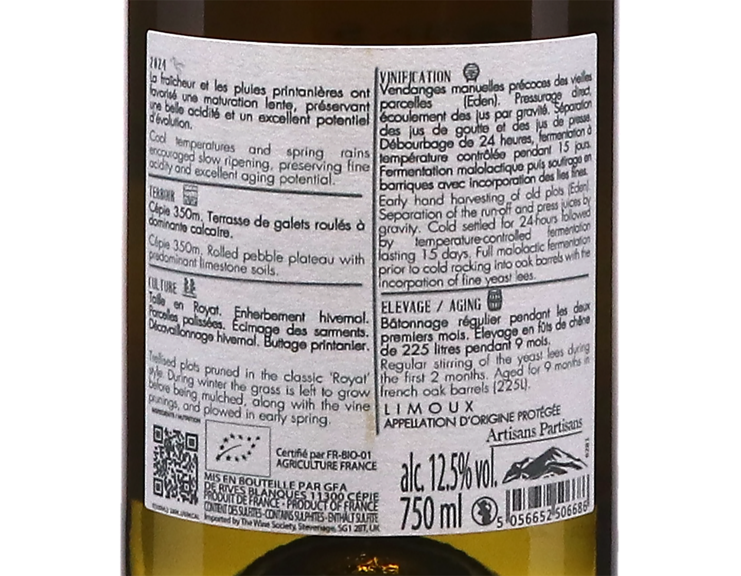 Limoux Eden Chenin Blanc Chateau Rives Blanques 2024 ORGANIC