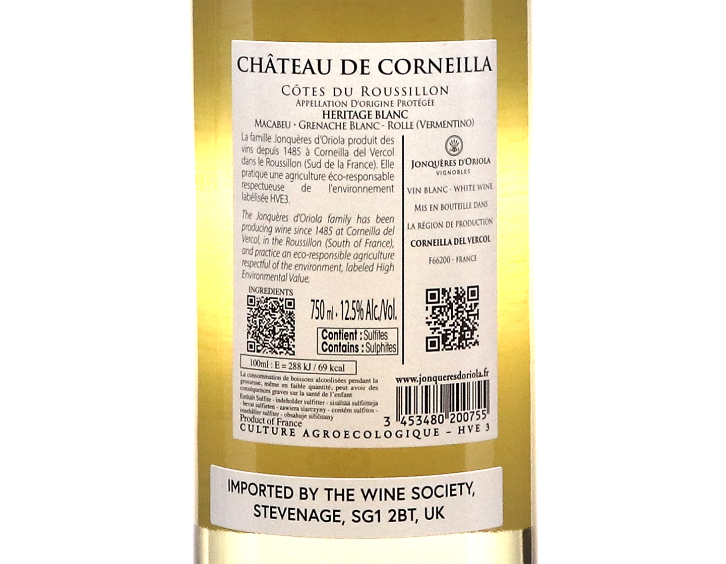 Cotes du Roussillon Blanc Heritage Chateau de Corneilla 2025