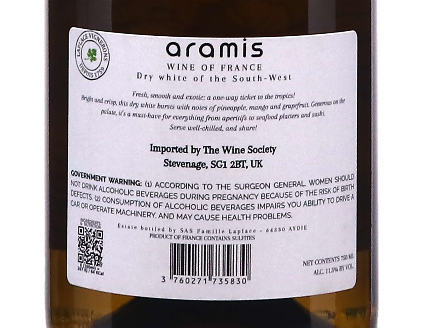 Aramis Blanc Laplace Vin de France 2025