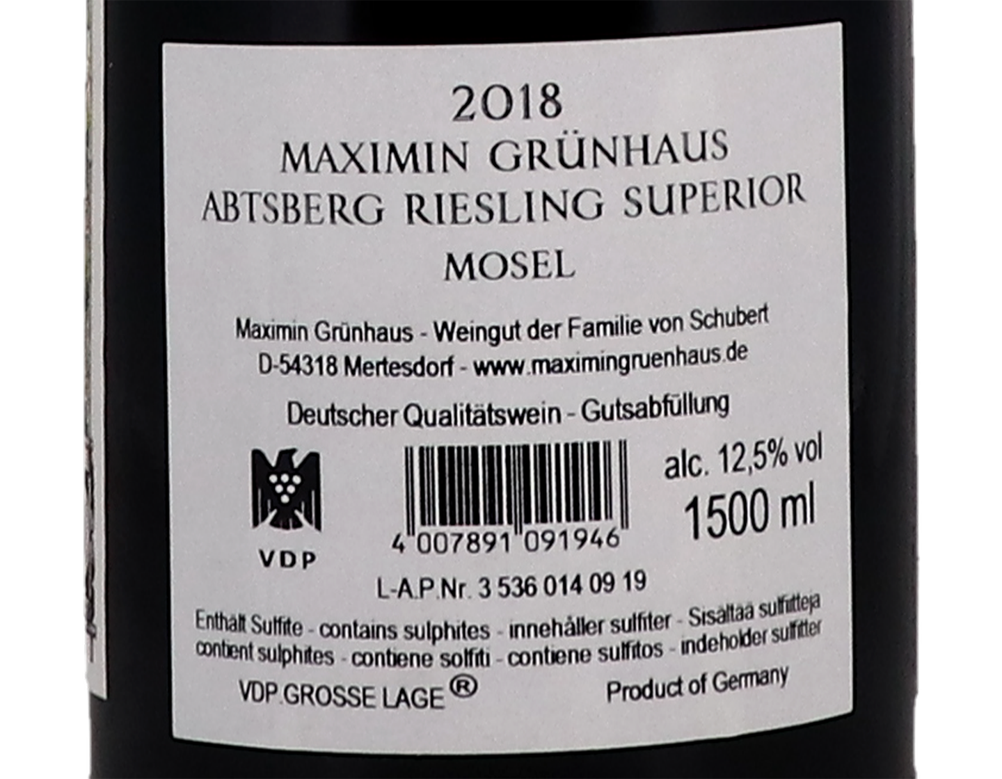 Magnum of Maximin Gruhaus Abtsberg Superior Feinherb 2018